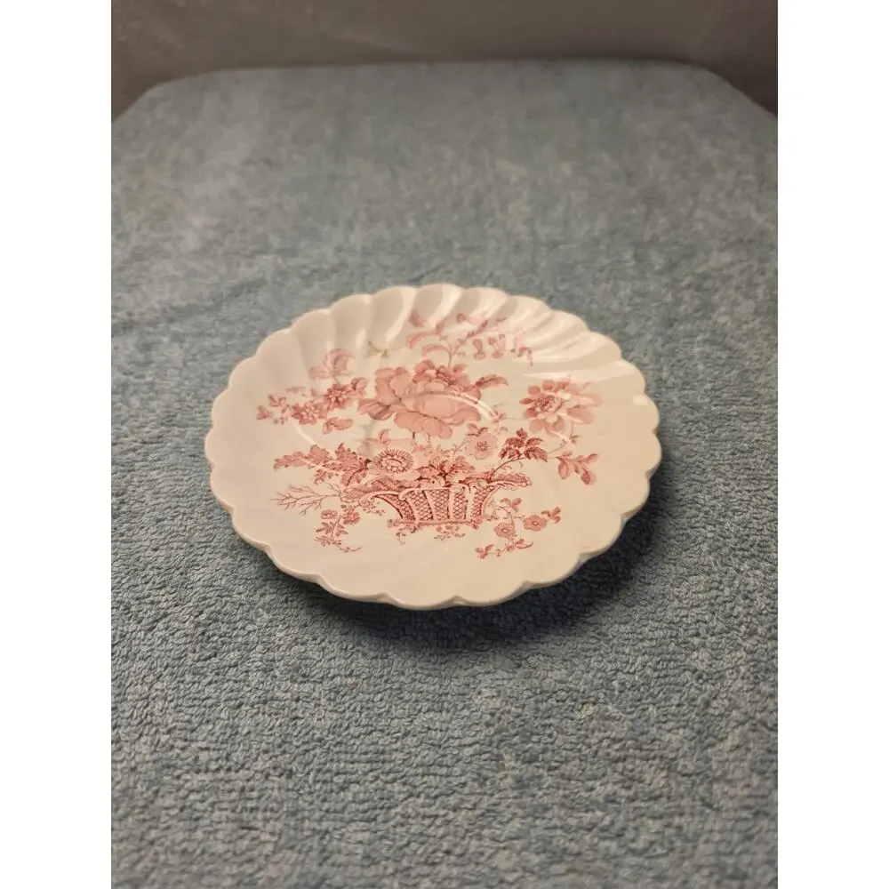 Vintage Royal Staffordshire Charlotte Red Pink Saucer Clarice Cliff England